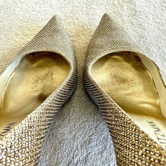 Stuart Weitzman Heist Platinum Noir Pointed Toe Pumps - Picture 8 of 16